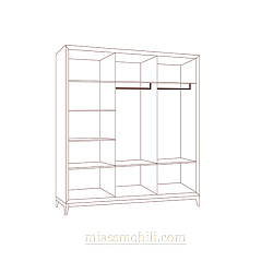 Шкаф 3-х дв. для платья и белья без зеркала Moden дуб Сатин