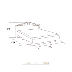 Кровать двойная (1600х2000) без ножной спинки с ящиком и КЭ №2 Екр 4336