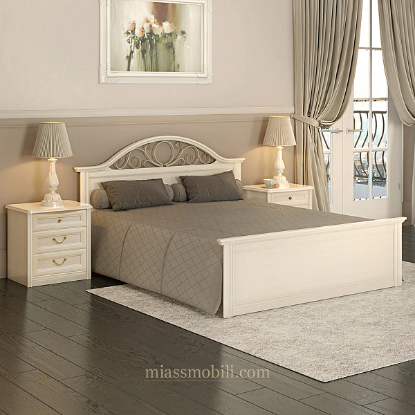 Кровать двойная с прямой ножной спинкой с КЭ